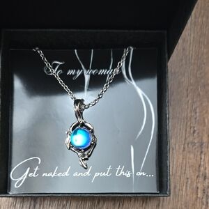 Silver and Blue Pendant Necklace